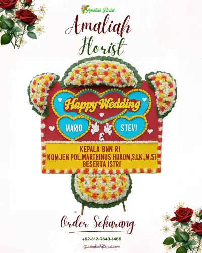 Karangan Papan Bunga Pernikahan di Citeko